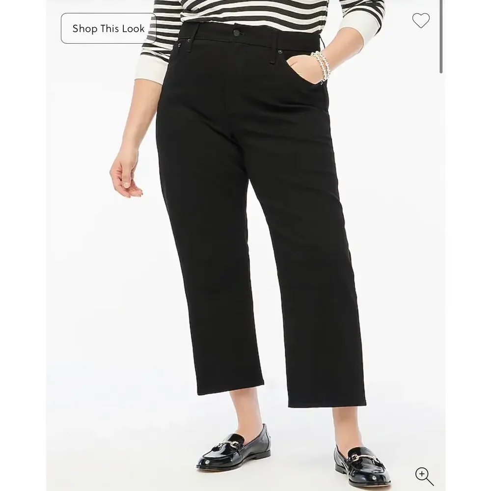J. Crew Black wide-leg cropped jean in all-day stretch Black NWT size 35